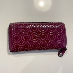 Coach Patent Leather Wallet In Purple
